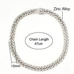 Hot Sale Hip Hop Jewelry Iced Out White Rhinestone Miami Cuban Link Chain Choker