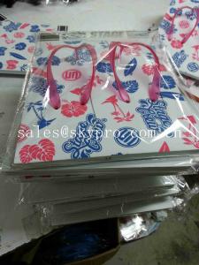 China Foam Rubber Flip Flops White Soles With Flowers Leaves Pattern , Cut Out Plastic Strap Slippers Soles wholesale
