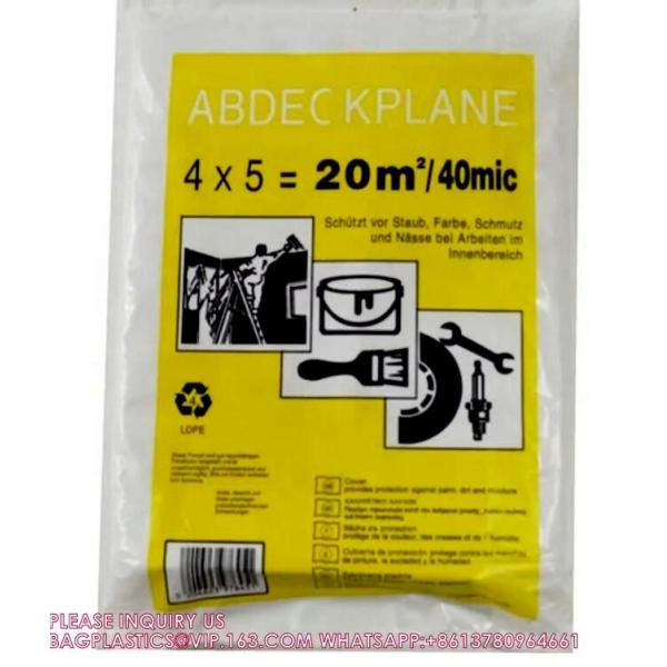 Drop Cloth Painting, Plastic Tarps Furniture Cover, Protective Cover, Dust Cover, Machine Cover, plastic sheet