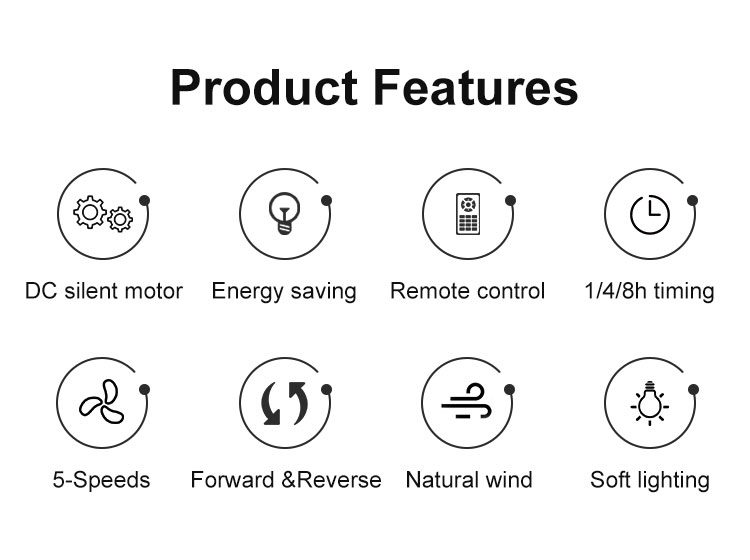 Modern Design Style Energy-Saving Remote Control LED Ceiling Fan with Metal Lamp Body