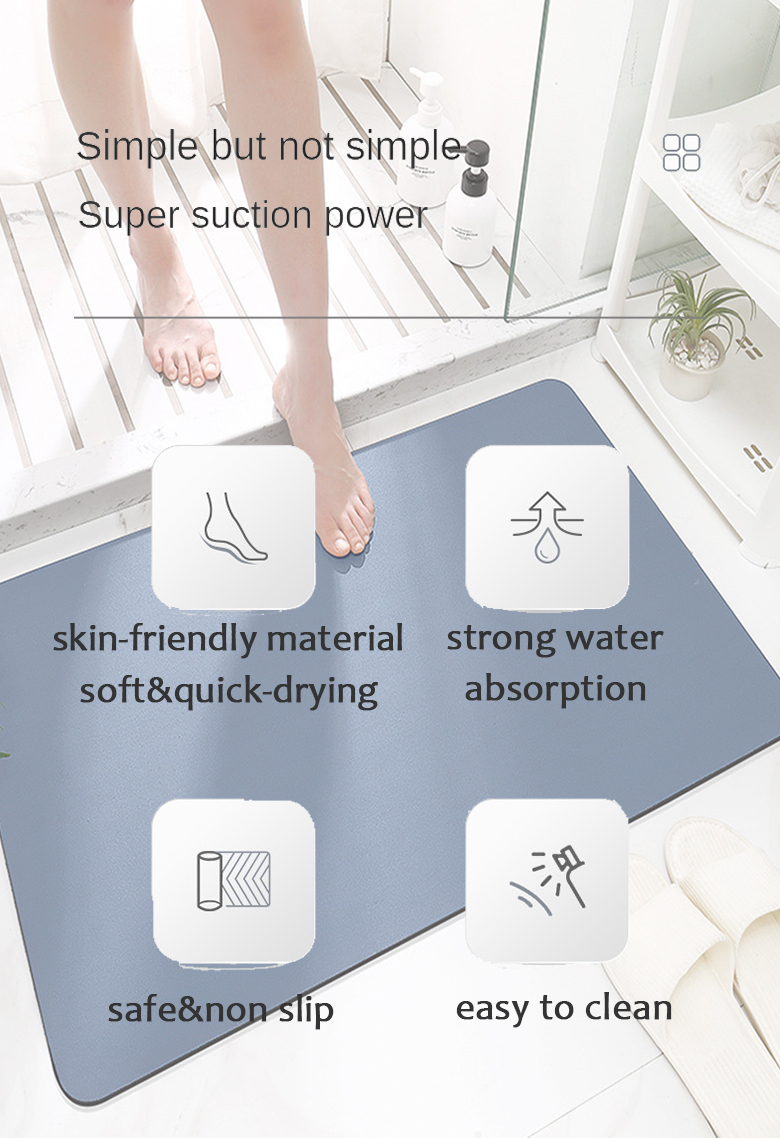 Customized Non Slip Bath Mat Sustainable Light Grey for Bathroom Floor Safety Comfort