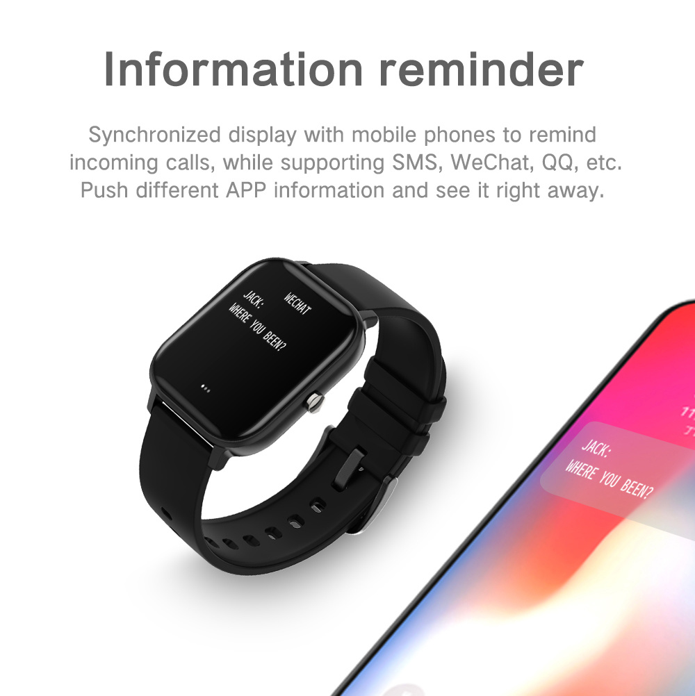 2021 Hot Sale 1.4 Inch TFT Color Screen 240*240 Fitness Tracker Blood Pressure Women P8 Smart Watch