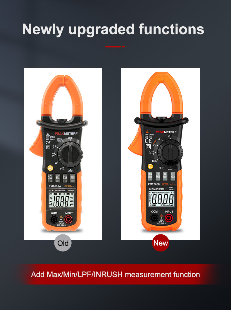 AC Digital CLamp Meter With Auto And Manual Range，Ammeter , Voltmeter , Ohmmeter And Backlight Current Measurement