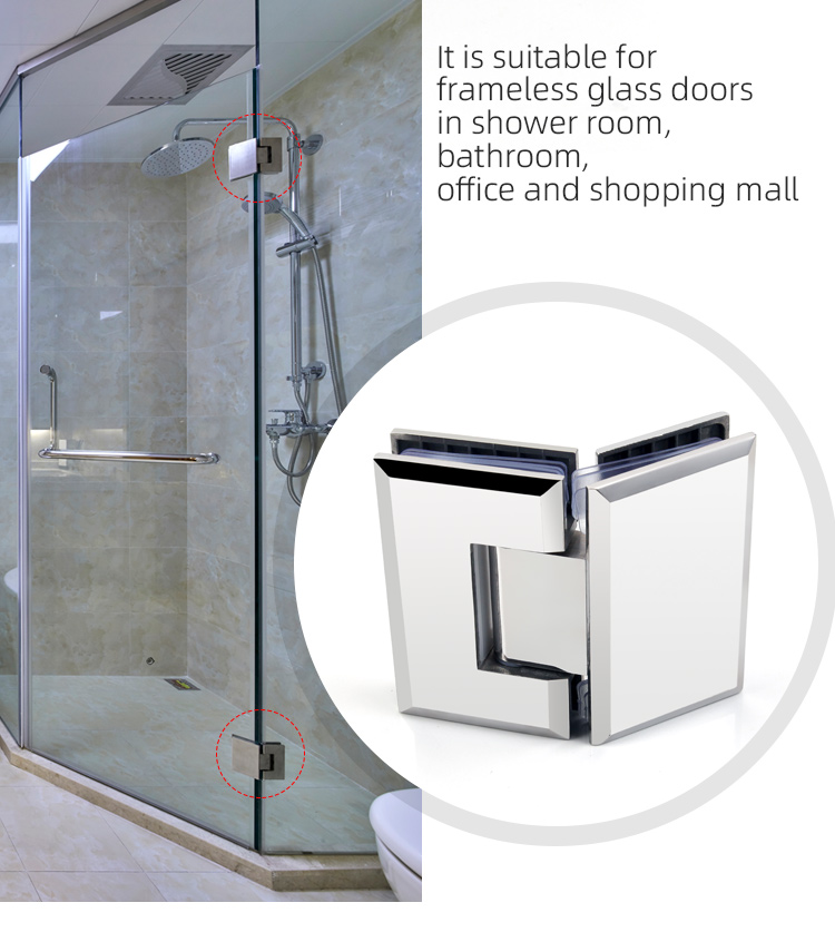 Secure Door Closure 8-12MM Glass Brushed Gold Shower Frameless Glass Door Pivot Hinge