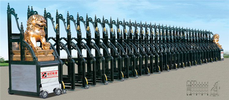 Folding Aluminum Alloy Electric Retractable Fence Gate For Factory Entry