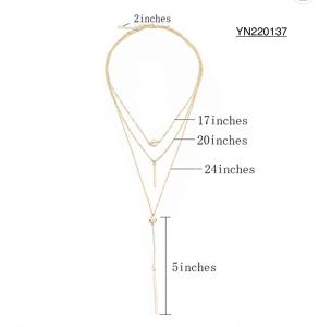 China 40cm Luxury Stainless Steel Layered Necklace 3 Layer Gold Necklace For Wedding wholesale