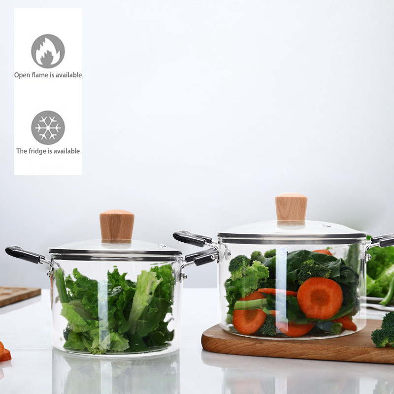 Microwave Heating Transparent Borosilicate Glass Soup Pot