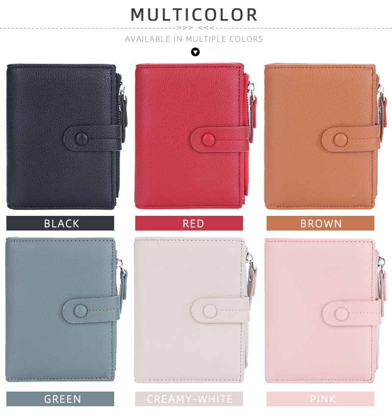 Minibook Short Cross Section Leather Multifunctional Casual Coin Wallet for Women