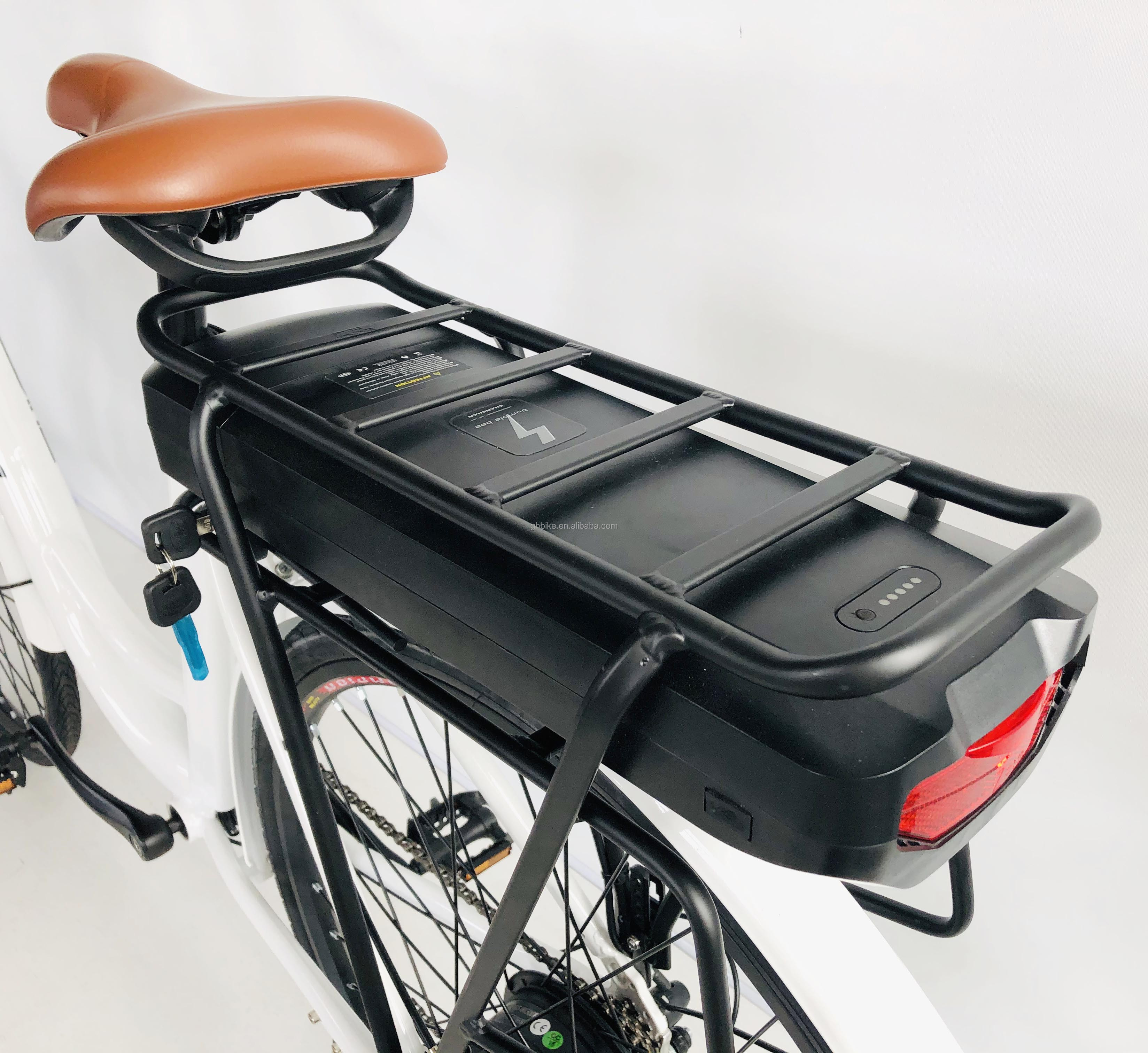 500W/48V/14Ah Rear Rack Lithium Battery Electric City Bike for Women Lady 35KM/H