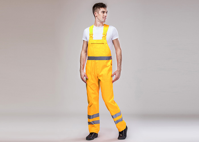 Double Stitching Safety Work Clothes High Visable Orange Jacket Bib Pants Suit