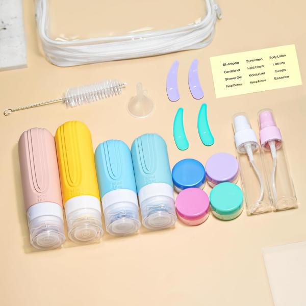 Eco-Friendly Silicone Travel Bottle Set with Wide Mouth Design and Customizable Options for Leak-Proof Travel