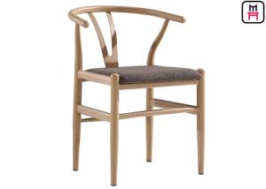 China Hand Made Hotels Metal Restaurant Chairs Rope Seats Wood Grain Y Back wholesale