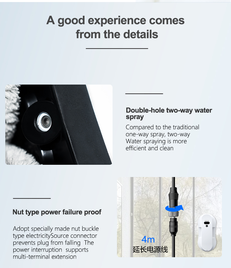 24v Ultra-Thin Electric Window Cleaner Water Spray Robot for Household Bath and Exterior Cleaning