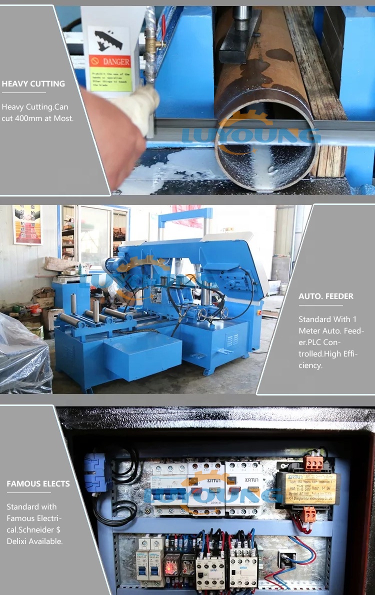 GZ4250 CNC Horizontal Metal Band Saw Machine Auto Bar Feeder Design 5.5kw