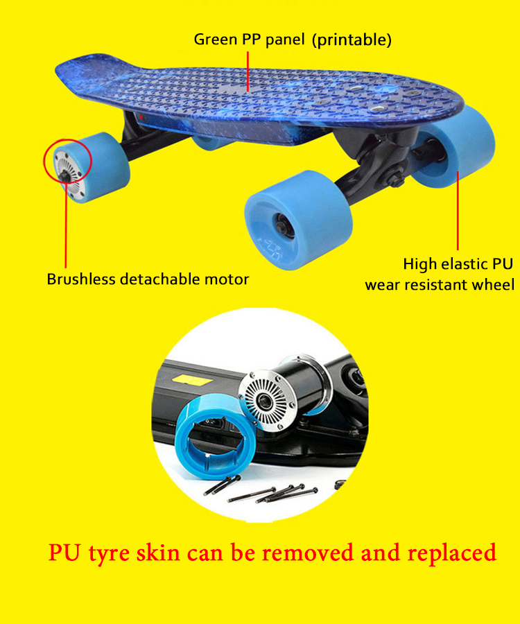 4 Wheel Portable Electric Skateboard , Small Electric Longboard Blank Power Motor