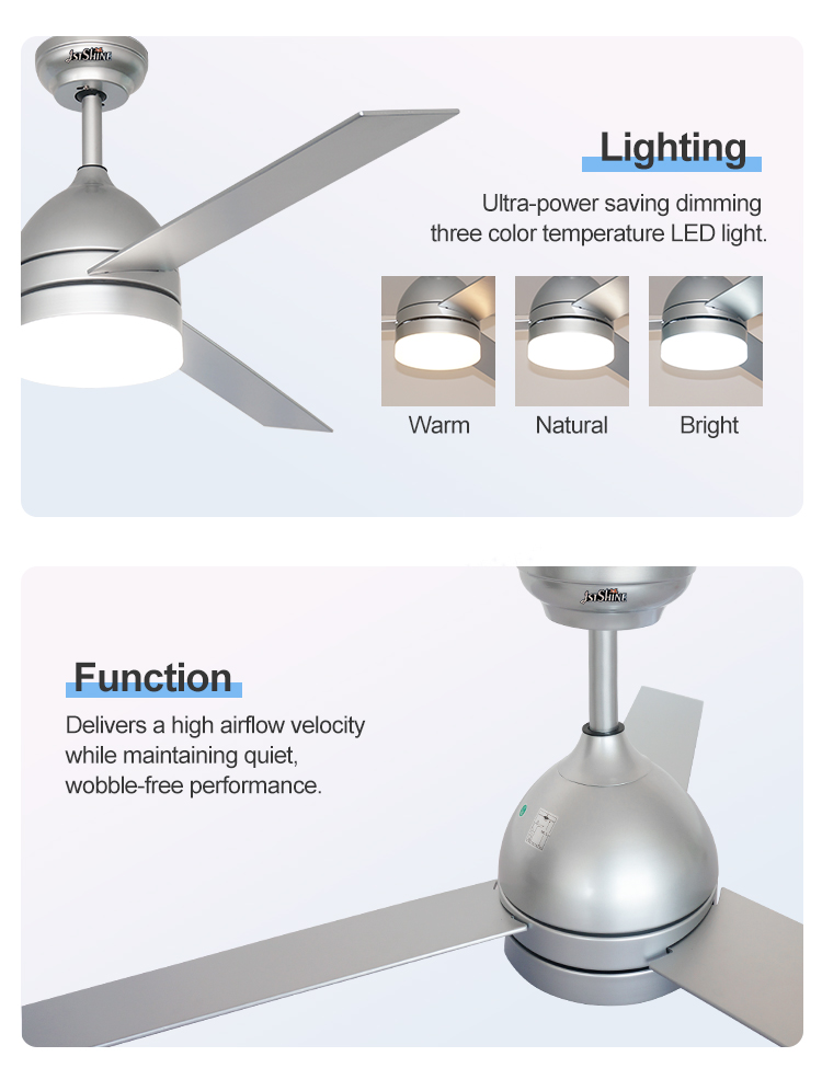 Remote Control 52 Inches LED Bedroom Ceiling Fans with Mulit Colors and Energy Saving