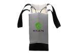 150 * 160 * 80mm Recycled Coated Paper Bags , Black / White Retail Bags With