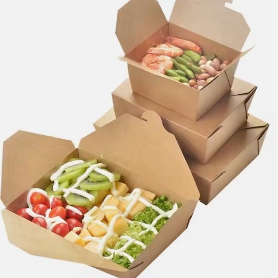 Leak Proof Kraft Paper Lunch Boxes For Parties Freezer Safe Eco Friendly