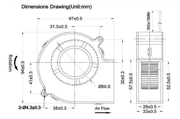 IP42 12V 3.6W DC Centrifugal Blower Fan Air Ventilation Electrical Cooling System