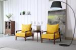 Solid Wood Frame Wooden Fabric Leisure Chair