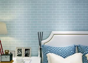 China Blue Pre - Pasted Self Adhesive Wall Covering Non Woven / 3D Brick Wallpaper , CE Standard wholesale