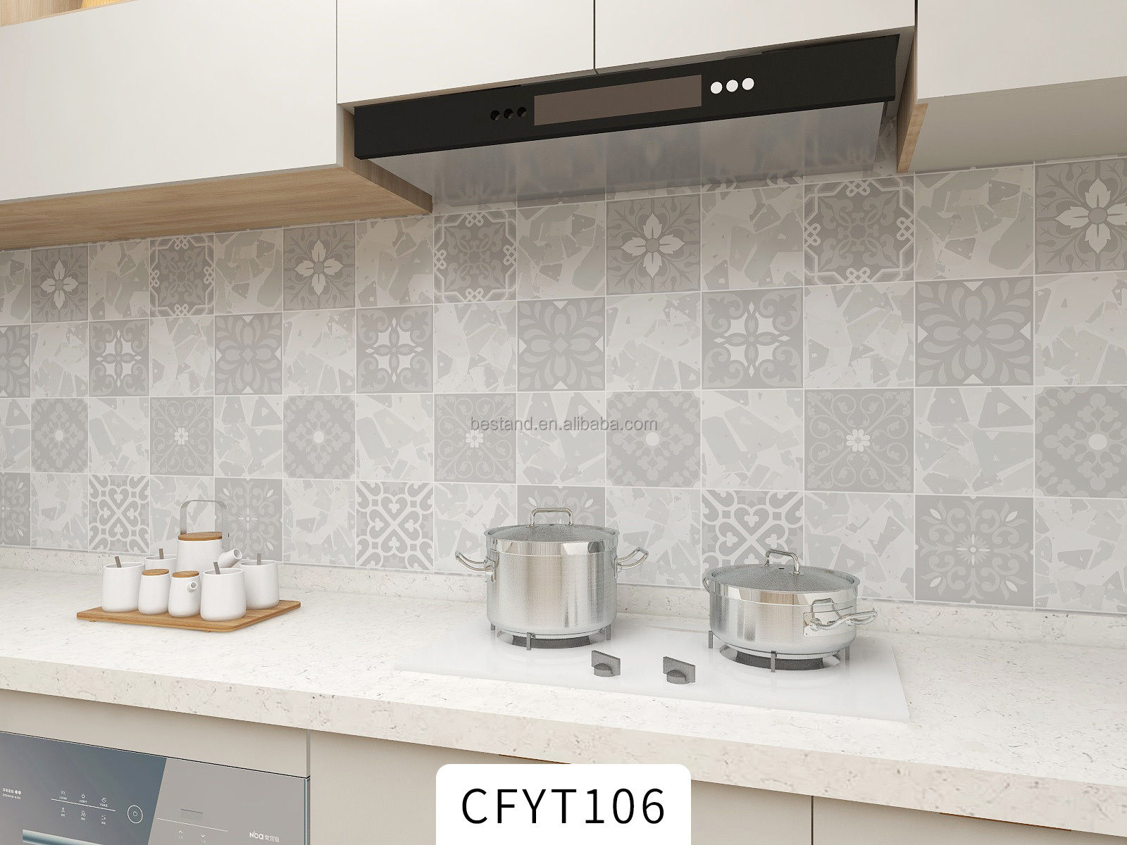 Removable Self-adhesive Foil Sticker Kitchen Backsplash Wallpaper Roll Waterproof Wall Paper for Decorative Tile
