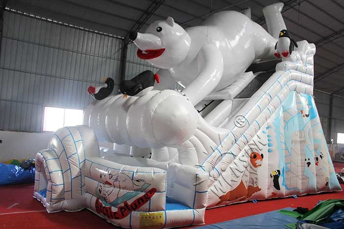 Polar Bear Themed Large Inflatable Slide CE Standard PVC Material Made