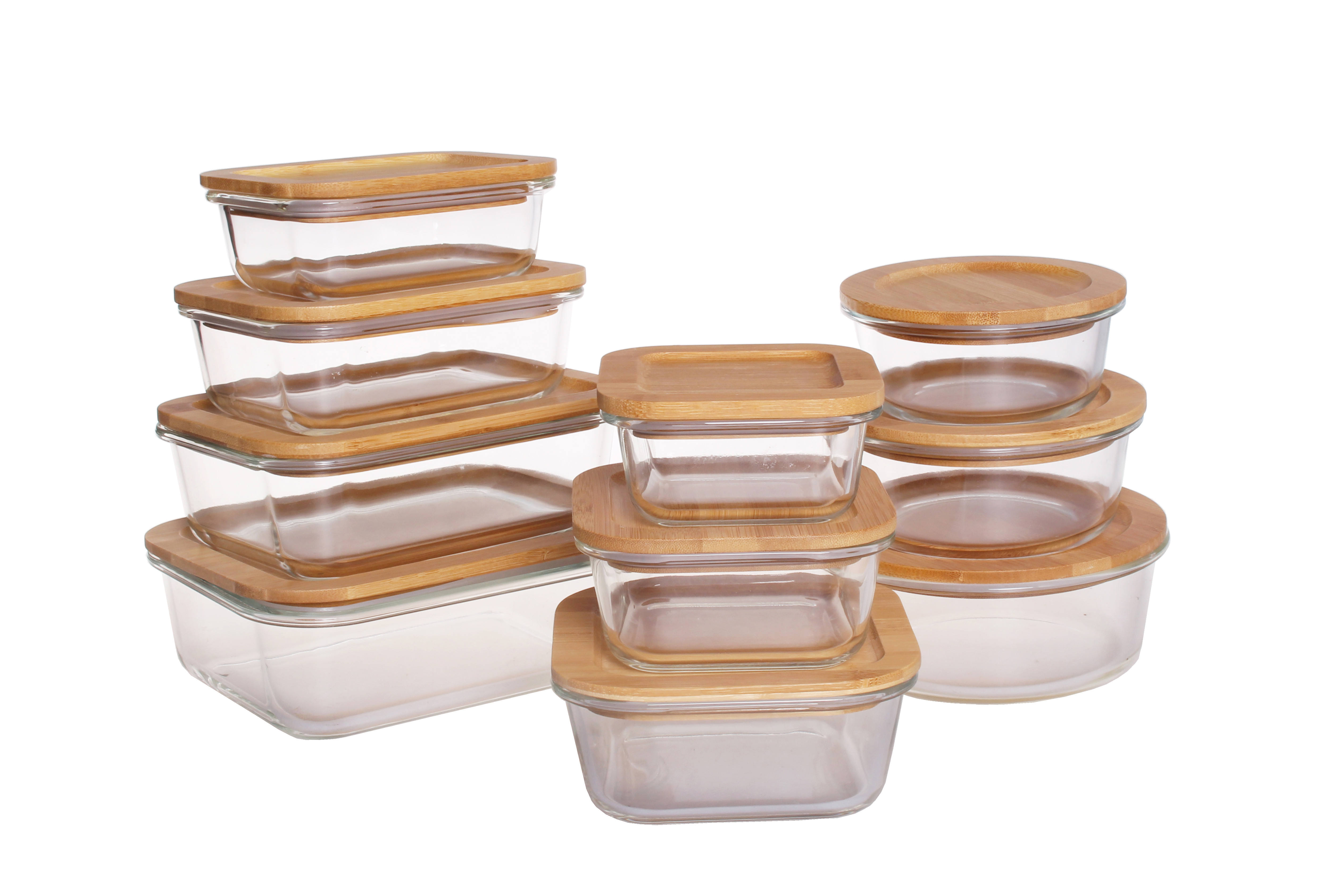 Eco Friendly Spillproof Glass Food Storage Box With Bamboo Lid