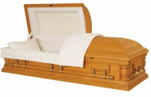 China Premium Solid Oak Wood Casket , Hardwood Caskets Compact Structure Eco Friendly wholesale