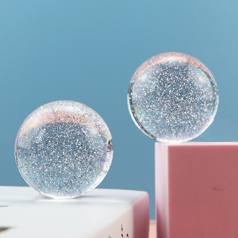 Home crystal craft shining acrylic uv balls 50mm glitter powder toys ball clear crystal ball