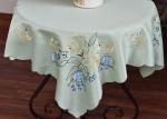 Chemical Fiber Light Green Table Cloth , Embroidered Square Table Cloths