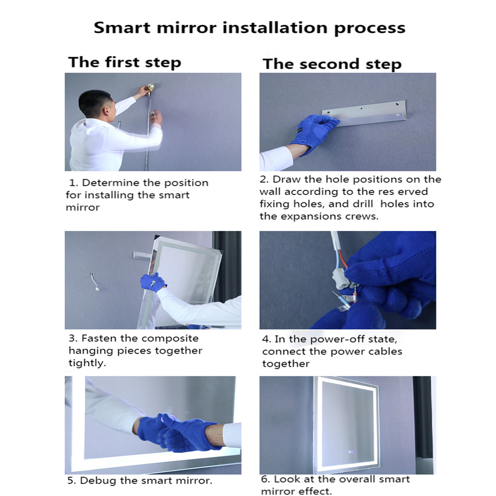 Modern Design Glass Mirror Backlit Bathroom Smart LED Touch Screen Makeup Mirror
