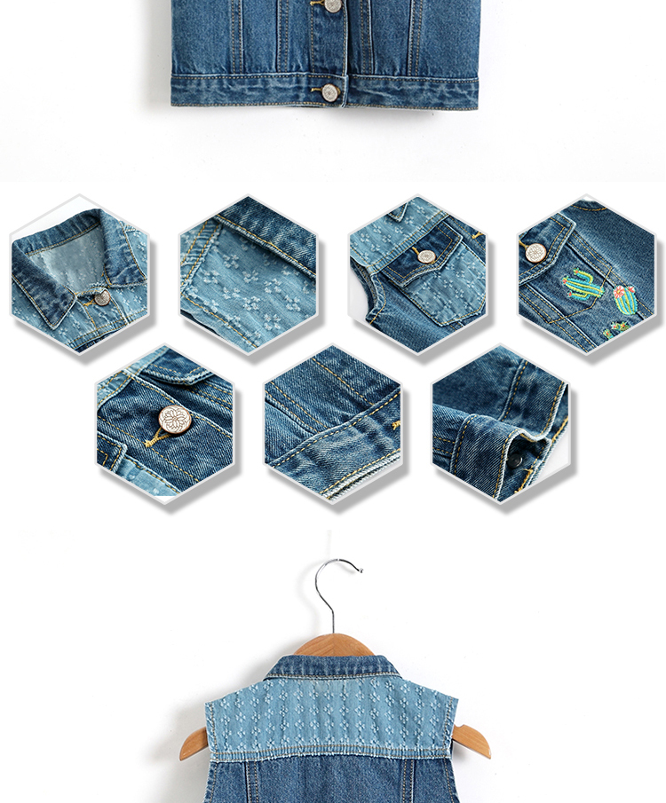 Cotton Kids Denim Clothes Gilet Girls Denim Jacket Sleeveless Fashionable