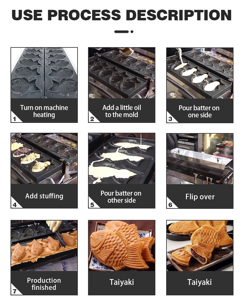 Korea Fish Taiyaki Machine 6pcs Waffle Fish Maker with in 2023 Year