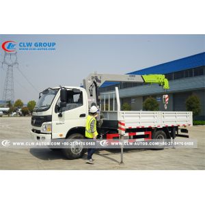 FOTON Cargo Truck Mounted Hydraulic Telescopic Boom Crane 5tons