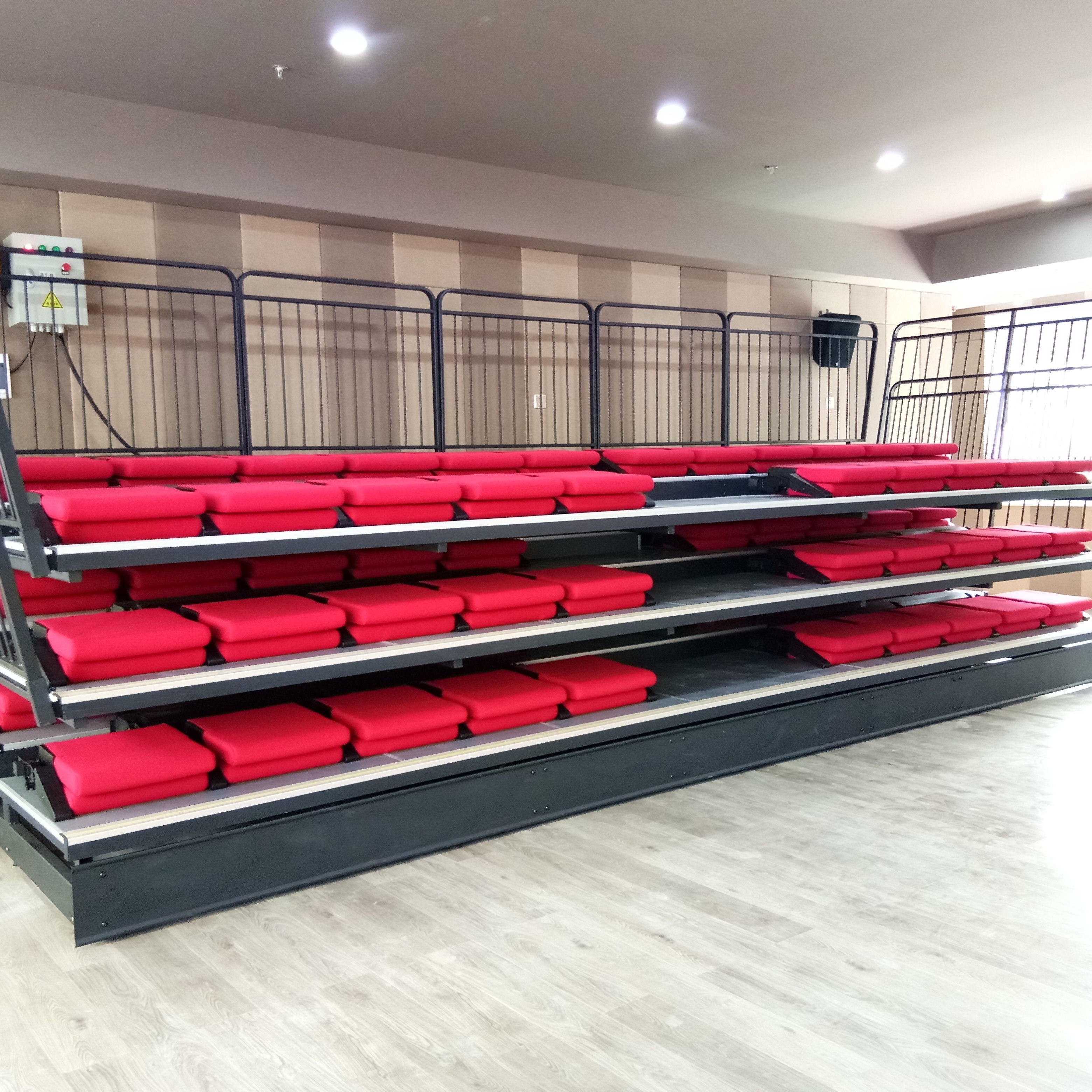 Optional Handrail Foldable Bleacher Seating With Customized Width