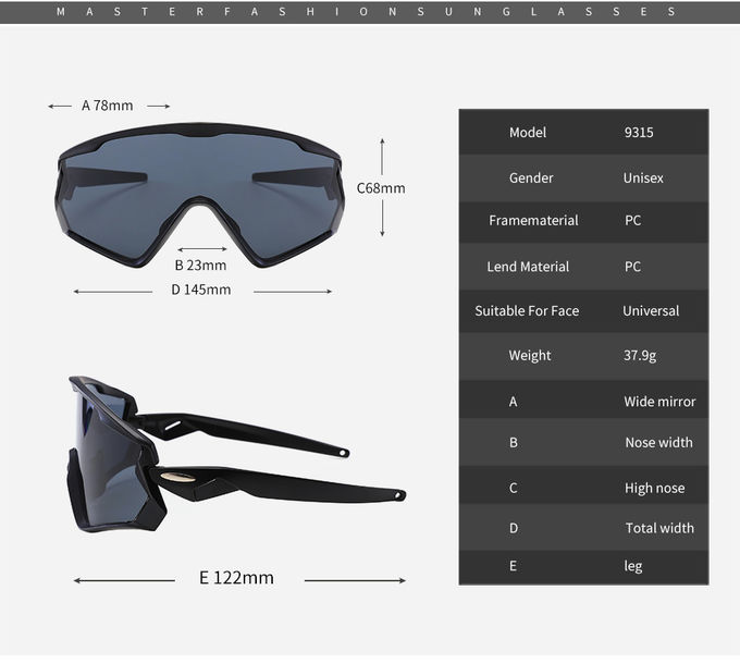 Windproof 145MM BSCI Full Frame Cycling Glasses Men Women TR90 Road Bike Glasses