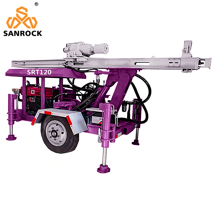 Trailer Mounted Water Well Drilling Rig 120m Deep Portable Water Well Drilling Rig
