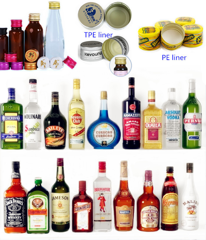 30mmx50mm Twist Off Glossy Alcohol Bottle Lids Metal Aluminum Ropp Cap
