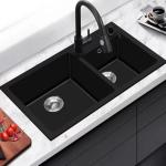 Undermount Stainless Steel Kitchen Sinks Double 220mm Deep Bowls