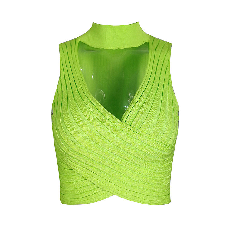 Hanging Neck Sleeveless Sexy Women's Knitted Tank Top