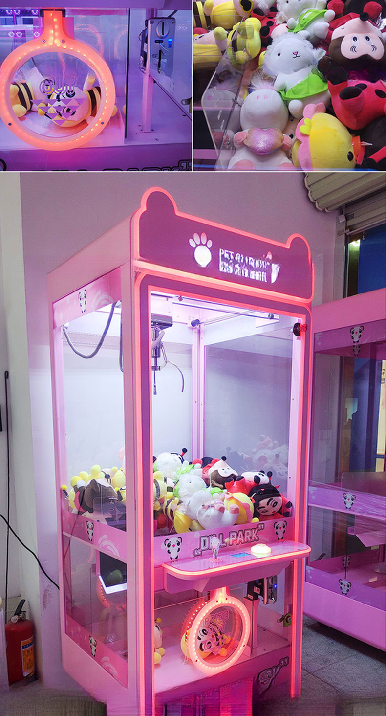 Dreamland good price for the pink color coin operated claw toys game machine for indoor game mall