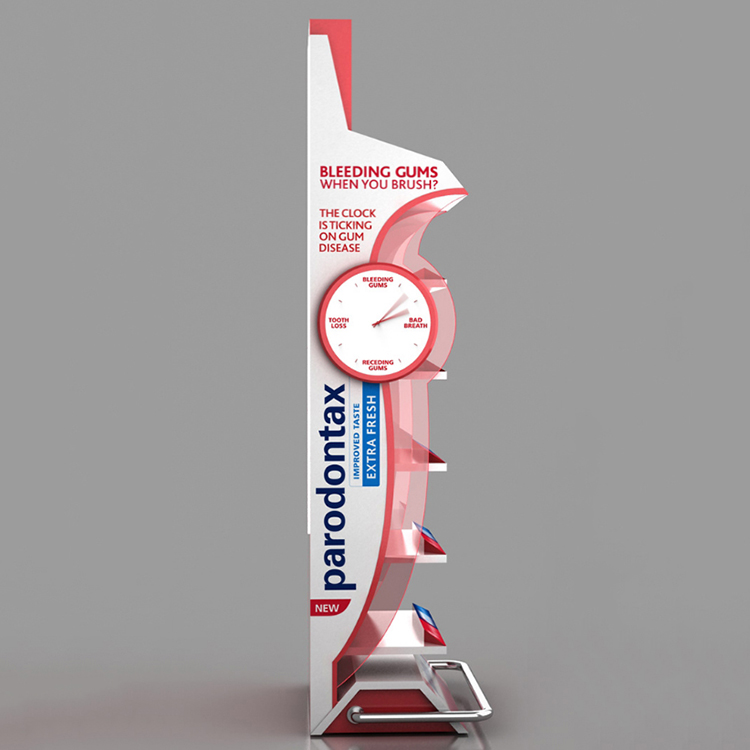 Floorstanding Cosmetic Display Stand Toothpaste Supermarket Shelf Rack With Shelves