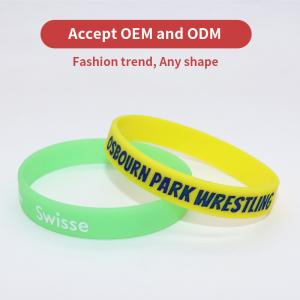 China Rubber Embossed Printed Wristbands , Segmented Printed Silicone Bands wholesale