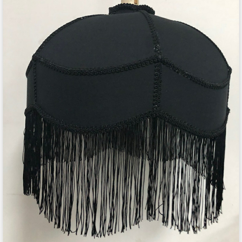 Balck 2 Layer Tassel Fringe Lampshade Vintage Lamp Shades With Fringe