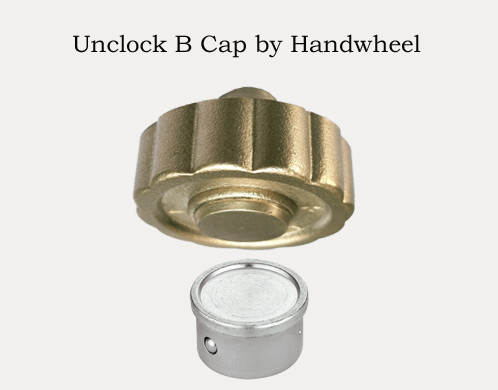 1108 Magnetic Lockable Brass Valve Multi-turn Metal to Metal Stop Type F x F Threaded with Three Lock Caps for Option