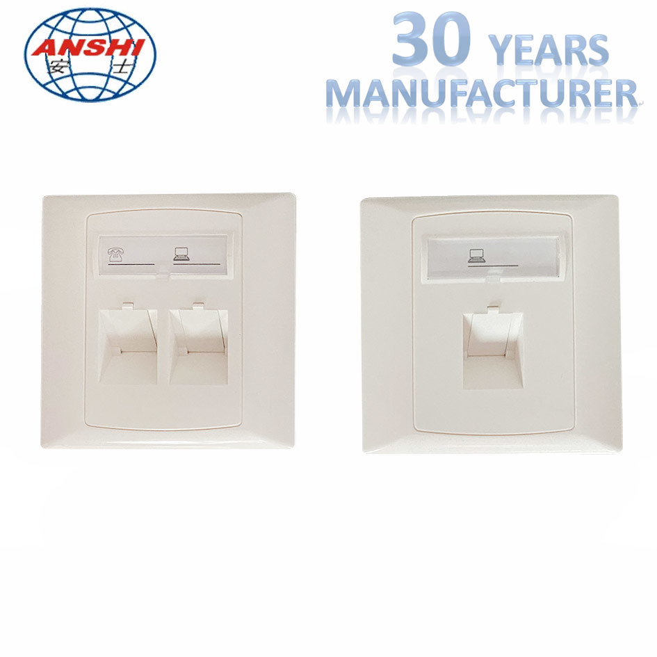 RJ45 1 Port 86 Type Network Wall Face Plate For Telephone