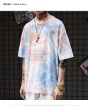 Eco Friendly Men Streetwear T Shirts Organic Cotton Jersey Dip Dye Tone Crew
