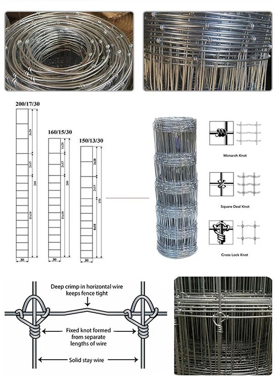 Customized galvanized hinge joint field cattle goat fences farm guard deer netting
