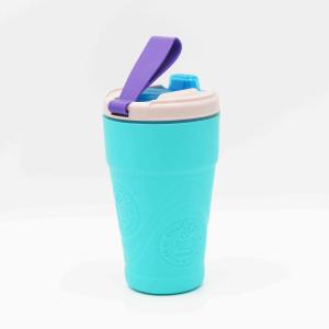 China BPA Free Couples Water Bottles 460ml Silicone Coffee Mug with Rope wholesale